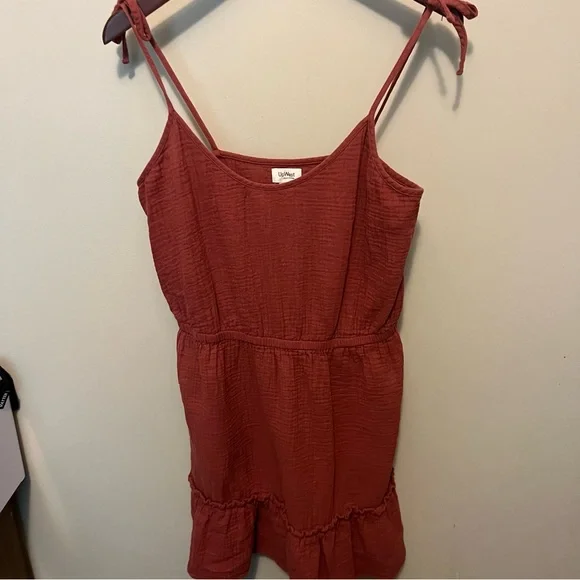 UpWest Terracotta mini sun dress adj tie shoulders boho summer beach size M - Picture 2 of 6